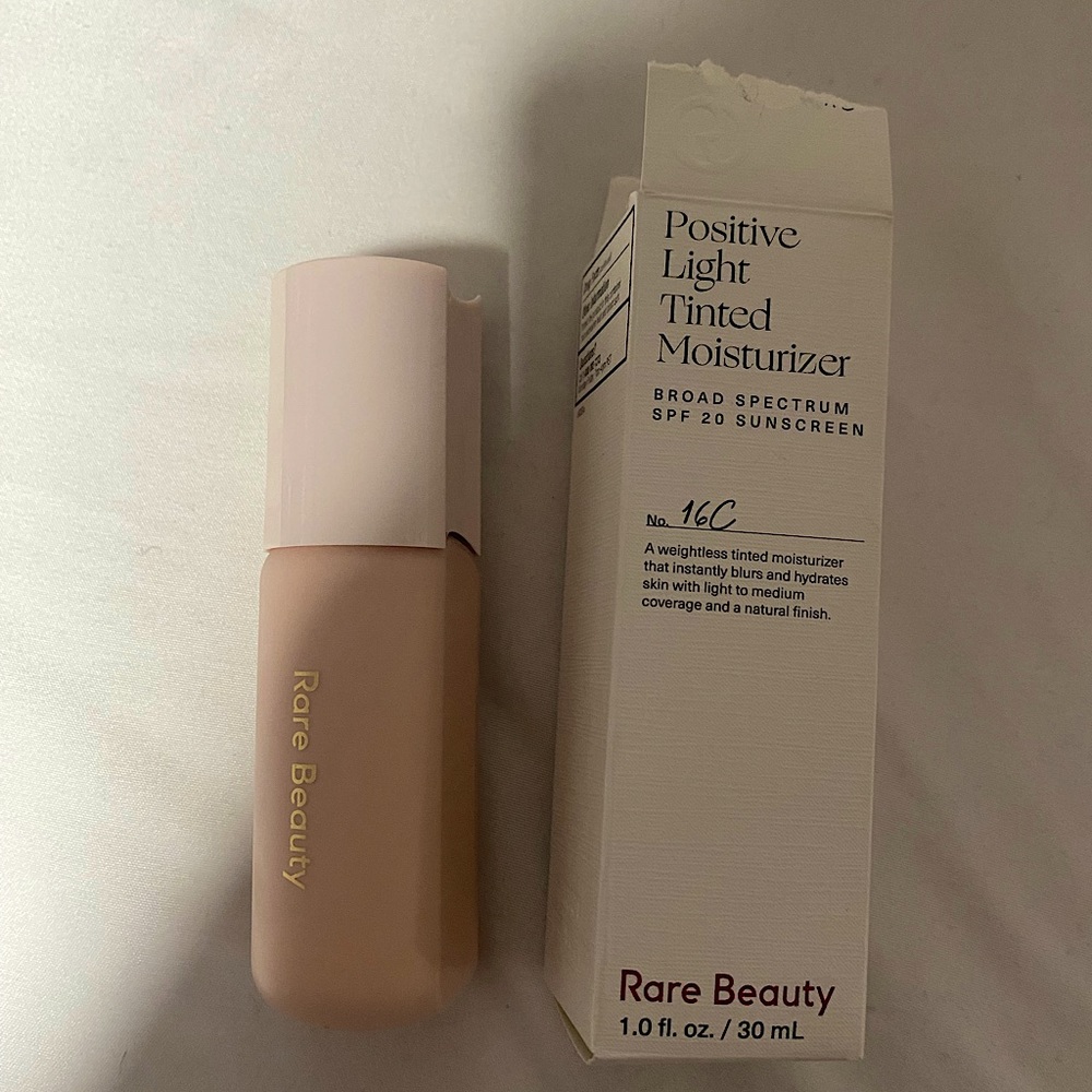 Used once (applied to hand) Rare Beauty Foundation shade 16C